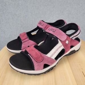 Kuru Tread Sport Sandals Womens 10 Berry Pink Suede Adjustable Hiking Strappy